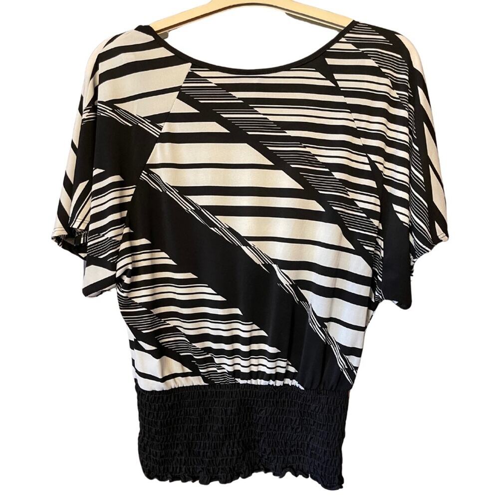 Agenda top dolman comfy elastic waist flattering contemporary print Size L - Picture 2 of 3